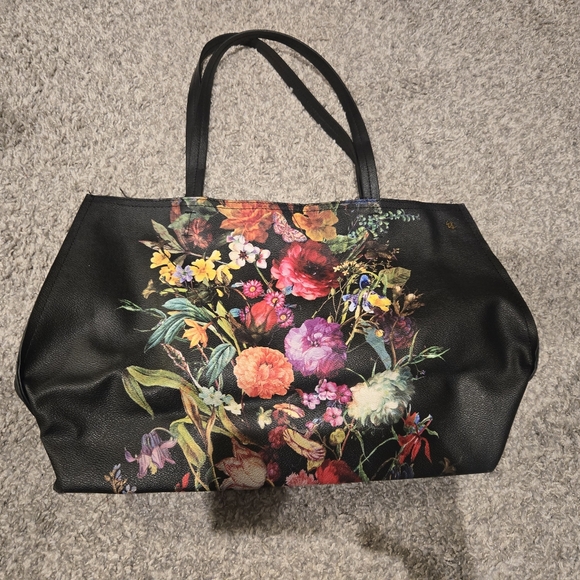 Elliott Lucca Handbags - Elliot Lucca Floral Large Black Tote Bag